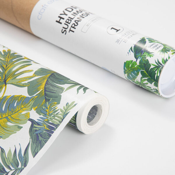 Rollo de papel para transferencia en hydro sublimación (Hojas tropicales verde 38cm x 1220cm)