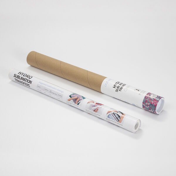 Rollo de papel para transferencia en hydro sublimación (Hojas tropicales azul y rojo 38cm x 1220cm) - Image 3