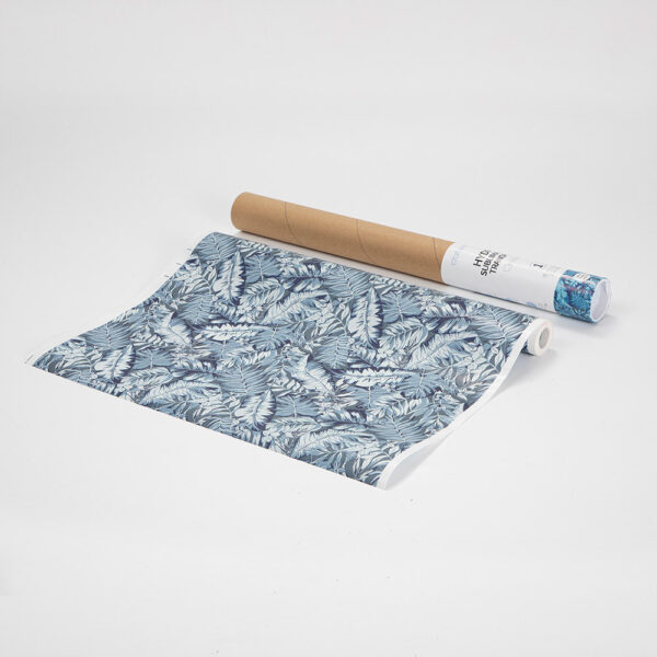 Rollo de papel para transferencia en hydro sublimación (Hojas tropicales azul 38cm x 1220cm) - Image 2