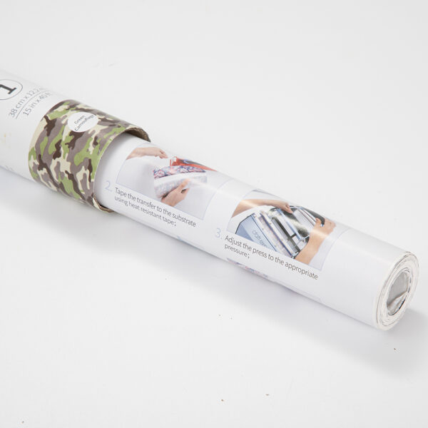 Rollo de papel para transferencia en hydro sublimación (Hojas tropicales Verde Camuflajeado 38cm x 1220cm) - Image 4