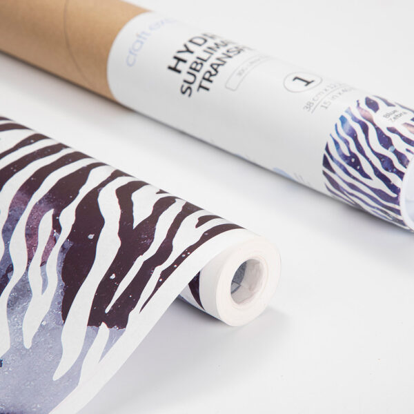 Rollo de papel para transferencia en hydro sublimación (Zebra azul 38cm x 1220cm)