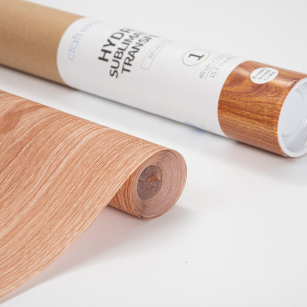 Rollo de papel para transferencia en hydro sublimación (Textura de madera marrón 38cm x 1220cm)