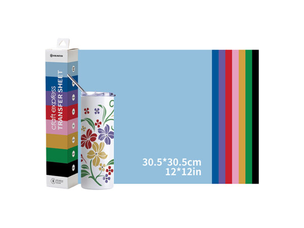 Hoja de transferencia de sublimación Craft Express 8pzas (8 colores distintos 30.5cm x 30.5cm)